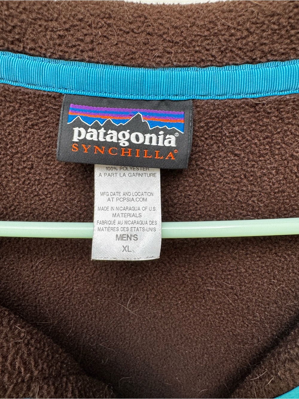 Vintage Patagonia Synchilla Snap-T Brown Fleece Pullover with Teal Trim - Picture 4 of 4